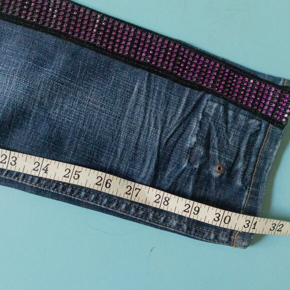 Smugglers Moon Rhinestone Distressed Slim Straight Jeans Size 30x32 - Picture 8 of 10